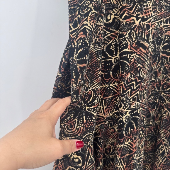 Hilo Hattie Dress Women Medium Brown Hawaiian Drop Waist 80s Cap Sleeve Vintage - Picture 3 of 11